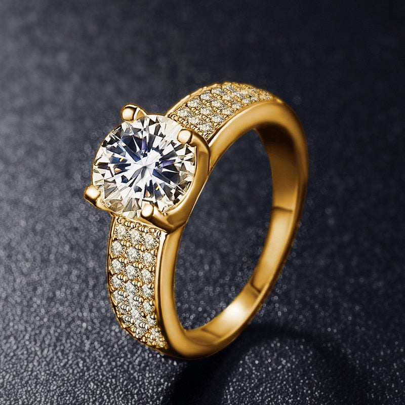 Estele Metal Brass 24K Gold Plated Fancy American Diamond Studded Ring for  Women : Amazon.in: Fashion